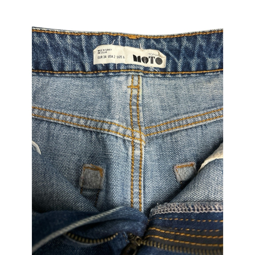 TOPSHOP MOTO Womens Mini Studded Denim Skirt Size 6 Y2K - Picture 6 of 7